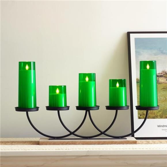 New Green Flickering Flameless Candles, Battery Operated Acrylic LED - Picture 3 of 7